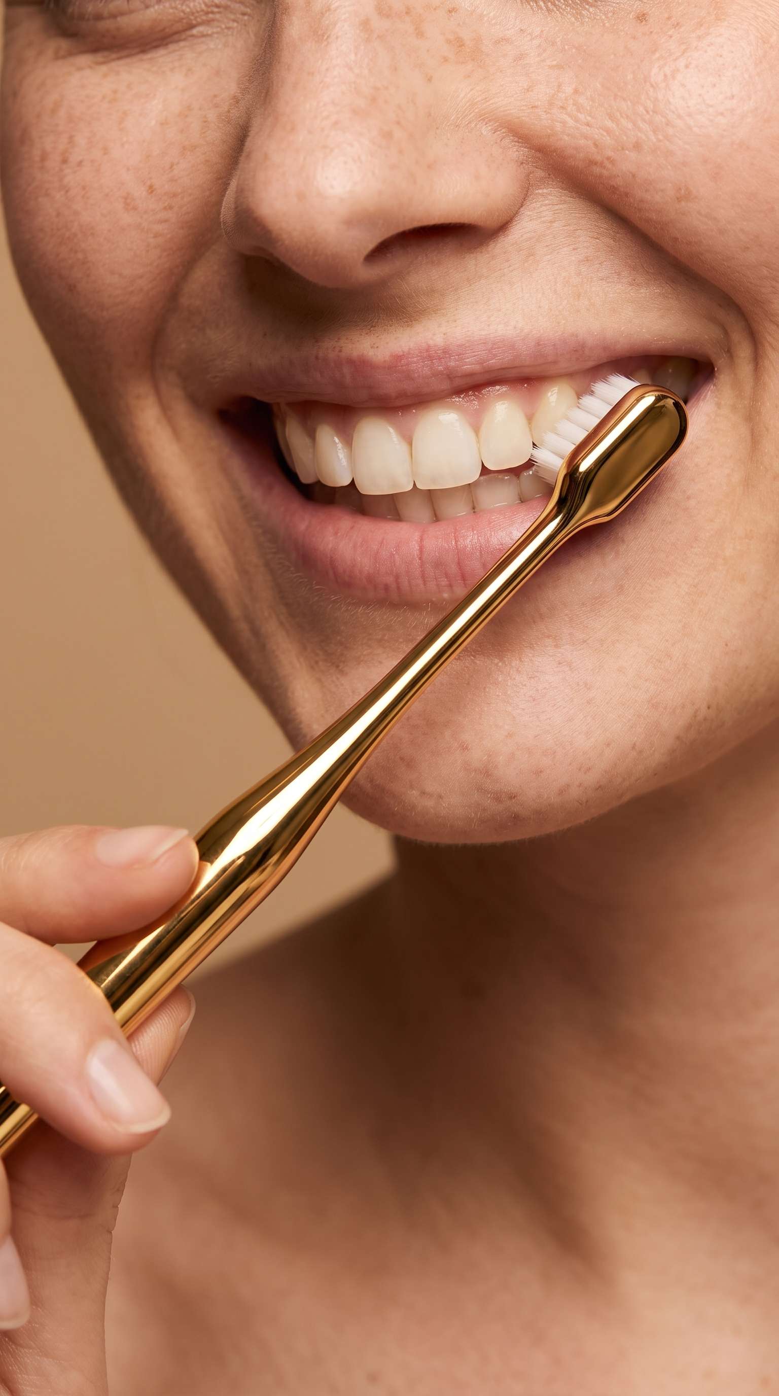 BLACK LEATHER CASE & GOLD TOOTHBRUSH