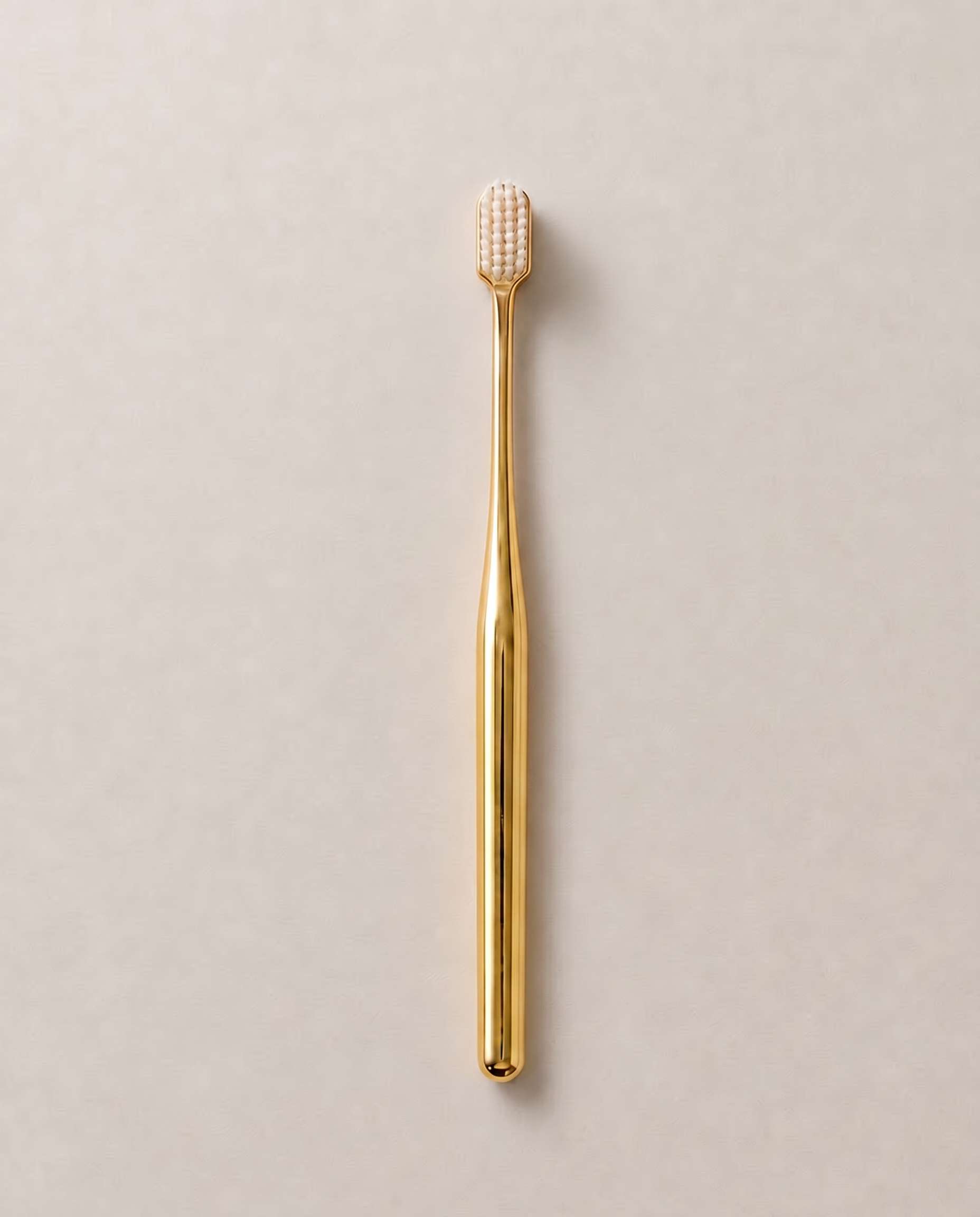 WHITE LEATHER CASE &  GOLD TOOTHBRUSH